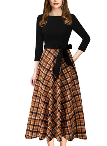 Image of VFSHOW Womens Work Business Casual Church Pockets Belted A-Line Midi Dress