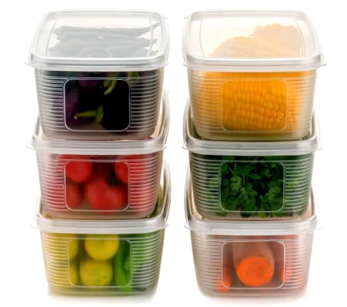 Image of HomeWiz Fridge Storage Containers 1400ml x6 | Air Tight Storage Container Set | Fridge Organiser Storage Boxes |Food Grade BPA-Free Plastic Containers |Stackable, Transparent, for Fruits & Vegetables
