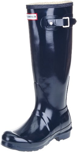 Hunter Original Gloss Tall Navy Womens Wellington Boots Size 7 B(M) US