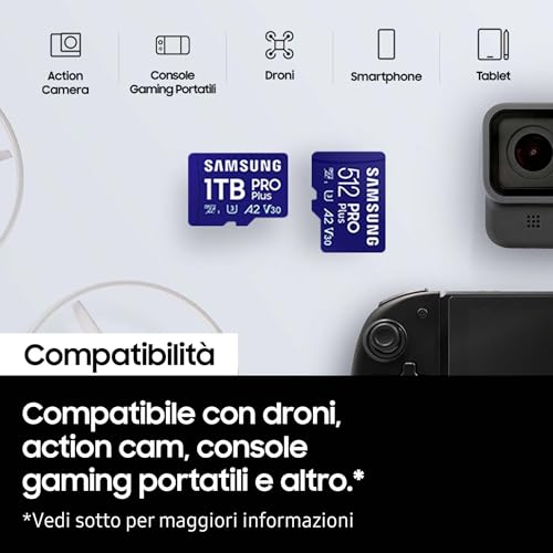 Samsung Memorie MB-MD128SA PRO Plus Scheda MicroSD da 128GB, UHS-I U3, Fino a 180 MB/s - 4