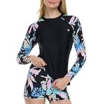 Hurley Womens Two Piece Rash Guard & Swim Shorts, Long Sleeve Swim Shirt, Quick Dry Swimsuits UPF 50+ SPF Sun & UV Protection