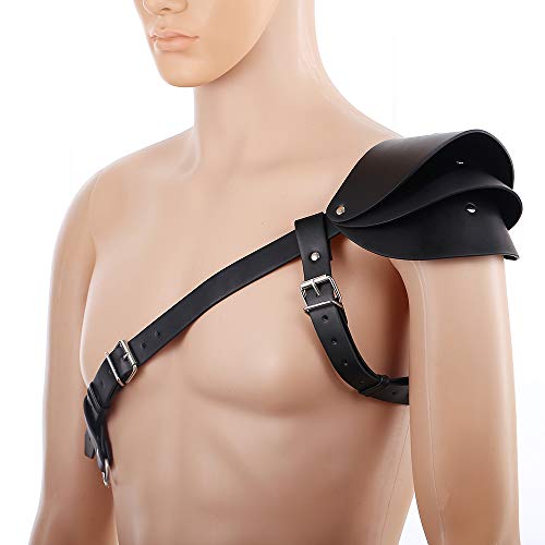 Clearumm Men`s Leather Cross Body Harness Chest Belt With Single Shoulder Armor #TOP2