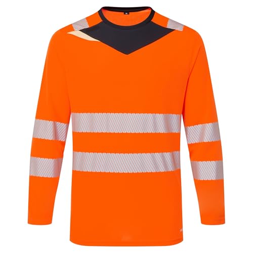 T-Shirt DX4 Haute Visibilité PORTWEST Orange Noir L Vêtement de Travail
