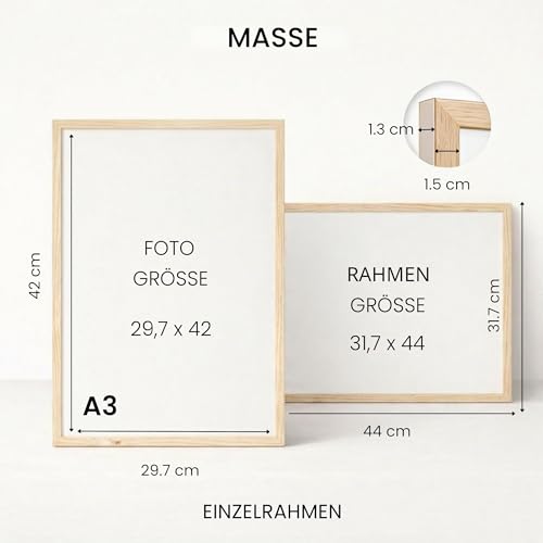 edihome, Bilderrahmen A3, (1 Stück), 29,7 x 42, Holz, Photo Frame, Rahmen din a3, für Diplome, bruchsicheres Acrylglas, für Poster und Bilder, Hoch- und Querformat (Braun, 1 Stück)