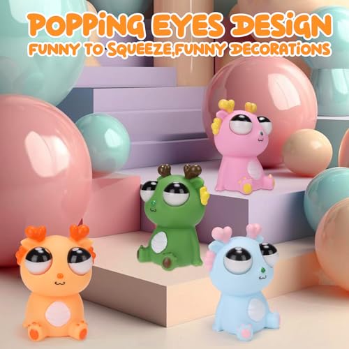 2025 Squeeze Eye Popping Out Stress Relief Cute Dragon Toy,Funny Eyeball Burst Toys for Adults Stress Relief Ornaments Figure Toy,Office and Party Favors Gifts (Green)