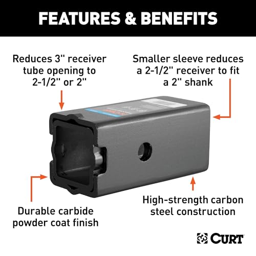 Image of CURT 45408 Carbon Steel 3 in. Shank Reducer Sleeve Set; Set of 2