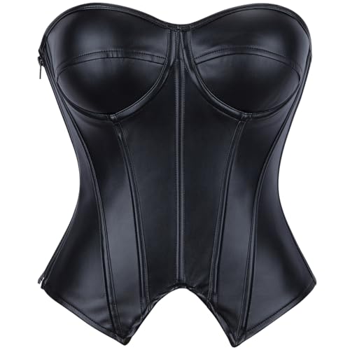 SHYMMUO Women Black Corset Top Elegant Strapless Bustier Tops Lace Up Sexy Office Lady Cosplay Costume Secretary Outfit