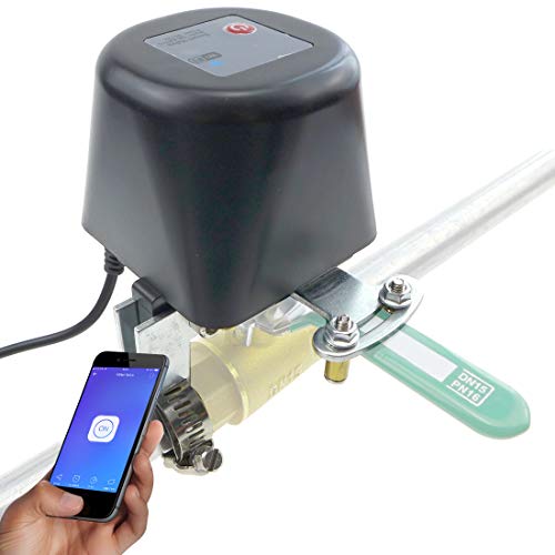 Wireless Wi-Fi Plug Smart Water/Gas Valve, Garden Water Shut Off Timers Irrigation Controller Compatible with iOS/Android, Compatible with Alexa and Google Assistant