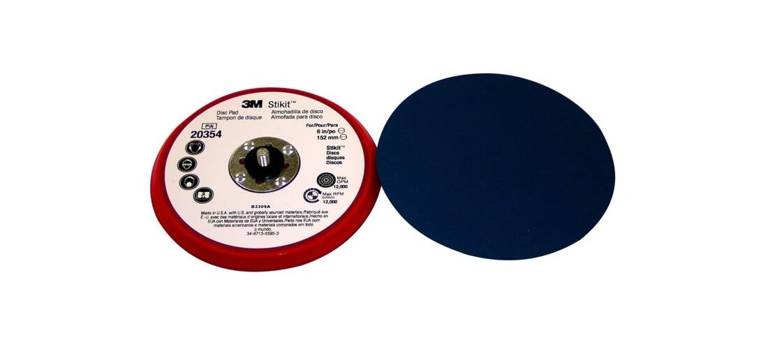 3M Stikit Low Profile Disc Pad 20354 - 6 Inch Hard Density Sanding Backing Pad, 12,000 RPM Max, 5/16-24 External Thread