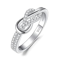JewelryPalace Infinity Liebe Zwei Knoten Zirkonia Ring Damen, Unendlichkeit Ring Schmuck Set, Unendlichkeitszeichen Damenring Silber 925 Wickelring Frauen, Schmuck Mädchen Geschenk Freundin 54