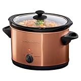 OVENTE 4-Quart Electric Slow Cooker with 3 Temperature Setting, Removable Ceramic Pot, Dishwasher Safe Glass Lid, Stainless Steel Body, Ideal for Entrees, Soups, Sauces, Stews & Dips, Copper SLO40ACO