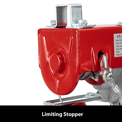 TUFFIOM 440 LBS Lift Electric Hoist Crane, 120V Electric Winches Wire Remote Control, Carbon Steel Overhead Ceiling Mount Garage Pulley, Single/Double Slings