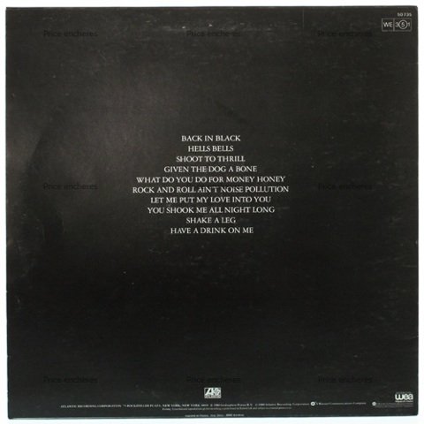 33T AC/DC BACK IN BLACK PRESSAGE ORIGINAL FRANCAIS 1980