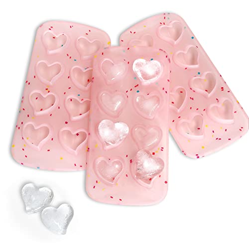 Image of Ice Cube Trays 3 Pack,Silicone Ice Cube Mold Maker with Lid,Heart Style Mold,for Chilling Whiskey, Cocktail, Beverages,Pudding Chocolate