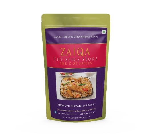 ZAIQA THE SPICE STORE Memoni Biryani Masala 25 Gram- Revel in the Richness of Authentic Flavors! Aromatic Basmati Rice, Succulent Meat Infused in Every Layer, Exquisite Taste of Memoni Cuisine One Time Use Packs