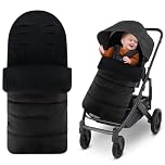 Universal Footmuff for Stroller,Warm and Cozy Pushchair & Pram Footmuffs,Waterproof and Windproof Footmuff with Coral Fleece Lining,Universal Cosy Toes Fits Most Buggies and Strollers (Black)