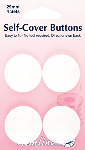 Hemline Nylon Self-Cover Buttons, White, 4-Pack