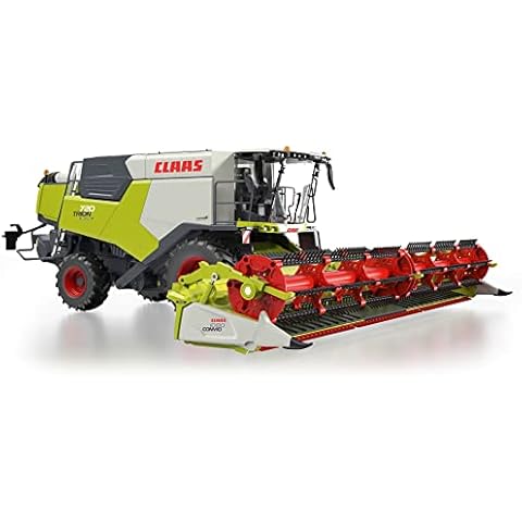 WIKING 077857 Claas Trion 720 Montana und Schneidwerk Convio 1080 inkl. Transportwagen, Modell-Mähdrescher, 1:32, Metall/Kunststoff, Ab 14 Jahre, Bewegliche Fahrwerkselemente Cover