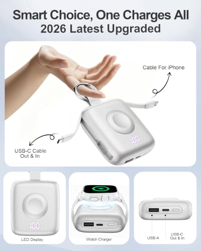 Portable Charger 3 in 1, Smaller 10000mAh Built-in Cables 22.5W Power Bank - image 2