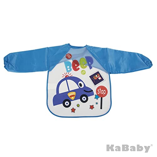 Babador com manga Carro, KaBaby, Azul