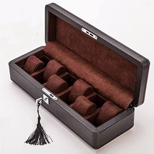 LUKEO 6 Slots Leather Watch Box Case Watch Display Case with Lock Jewelry Gift Box Watch Organizer for Men (Color : D, Size : As shown)