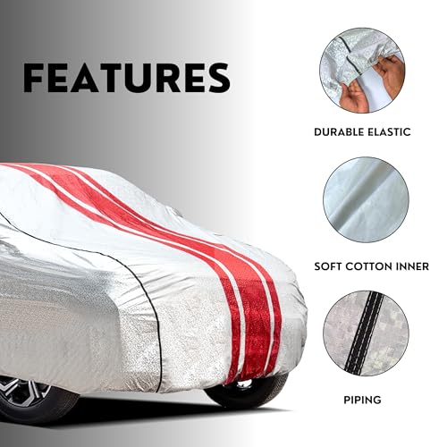 Image of AYSHU Waterproof Car Cover for Hyundai New Creta | Mirror & Antenna Pocket | Anti-Scratch Soft Cotton Inner Layer | Triple Stitched | Heat Resistant Metallic Silver | All-Weather Protection