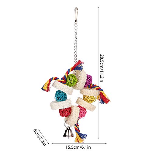 Conjunto de brinquedos para mastigar papagaio - Brinquedo de madeira para brincar de pássaro com cor