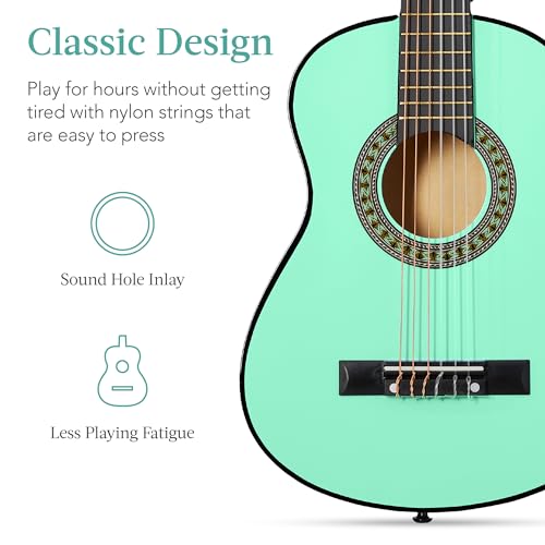 Image of Best Choice Products 30in Kids Acoustic Guitar Beginner Starter Kit with Electric Tuner, Strap, Case, Strings - SoCal Green