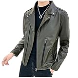 [ヴォンヴァーグ] ダブルライダースジャケット PUレザー 革ジャン ジャケット ジップ ポケット アウター (03.XL, カーキ)