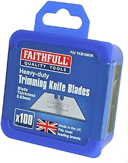 Faithfull FAITKB100UK 100 Heavy-Duty Utility Knife Blades With Storage Box, Made in UK