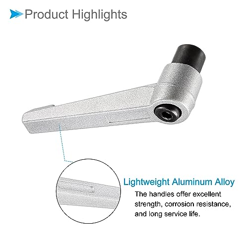 Image of Clamping Lever Handles, M8 Female Thread 72mm Lever, Adjustable Quick Release Locking Rotating Knobs Silver Tone - (Applications: for Lathe Machinery), 2-Pieces