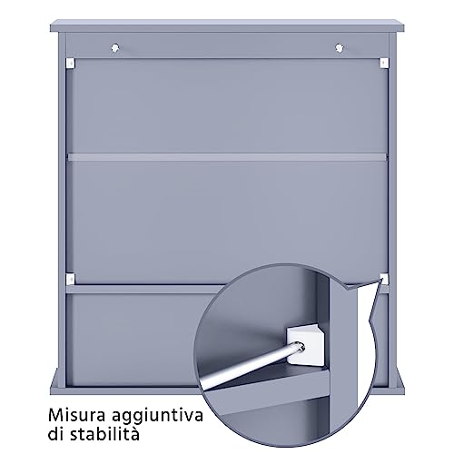Yaheetech Armadietto da Bagno a Muro Mobile Pesile a Specchio Mobiletto Specchiera Sospeso Mobile da Parete con 2 Ante Salvaspazio Grigio 56 × 13 × 58 cm - Immagine 5