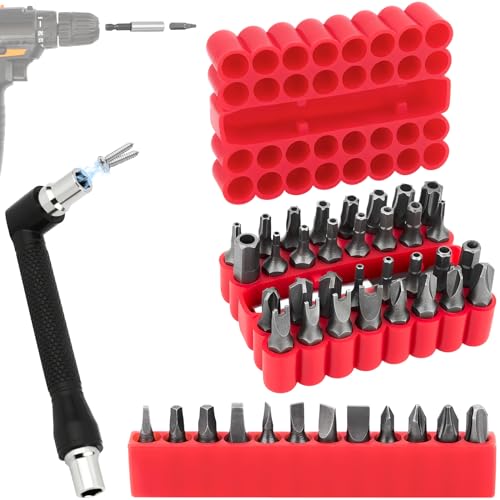 46pcs Security Bit Set with Security Torx Square Metric & SAE Hex Torq Phillips Slotted Triwing Spanner Tamper Proof Torx Bits Comprehensive Security Screwdriver Set(Red)