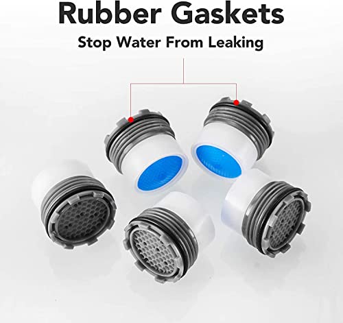 5 Pieces Faucet Aerator - Insert Water Tap Aerators Faucet Flow Restrictor Replacement Parts For Bathroom Or Kitchen, 1.2Gpm，16.5Mm/0.64Inch #TOP2
