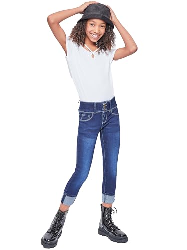 YMI Girls Basic 3 Button Wide Cuff Skinny Jean4