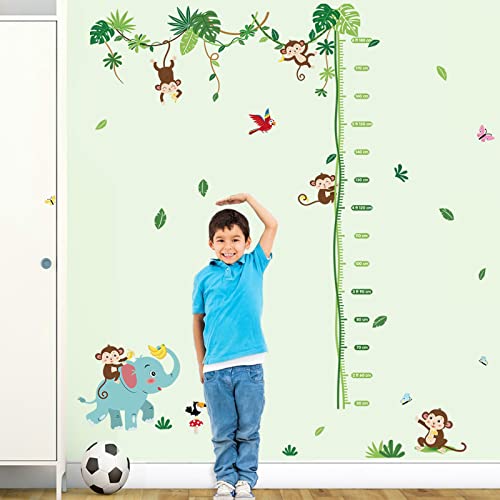 wondever Pegatinas de Pared Mono Gráfica de Altura Adhesivos Pared Decorativos Animales de la Jungla Elefante Vinilos Pared para Habitación Infantiles Dormitorio Cover