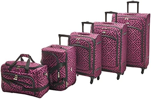American Flyer Astor 5-Piece Spinner Luggage Set, Black/Purple, One Size