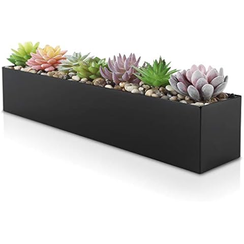 DR&Co Modern Black Trough Rectangular Planter Cover