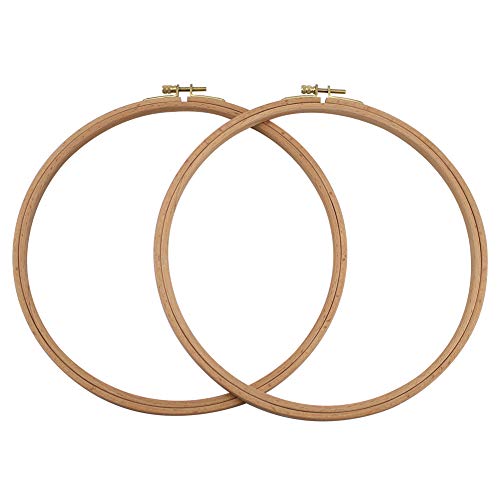 2 Pack 9 Inch Wood Embroidery Hoop, Guofa 23CM Beech Wood Cross Stitch Hoops, Hanging Hoop Frame for Decoration