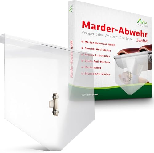 GARDIGO® Scudo Anti Martora da Fissare alla Grondaia | Protezione contro le Martore per Tubi di Scolo e Grondaie | Acrilico trasparente | ca. 40 x 35 cm | Anti Arrampicata Deterrente Martore