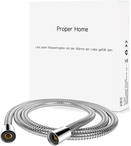 ProPerHome Stainless Steel Shower Hose,200 cm, Double Safety Technology Design, Instant Installation, Metal Hose with Swivel, Universal Shower Hose for Hand Shower