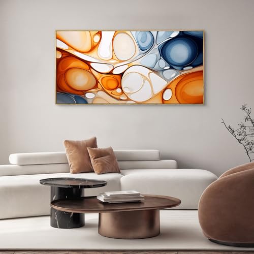 KLAKLA Orange and Blue Abstract Wall Art - Modern Picture Artwork for Wall Decor - Frame Wall Art for Living Room Office Bedroom