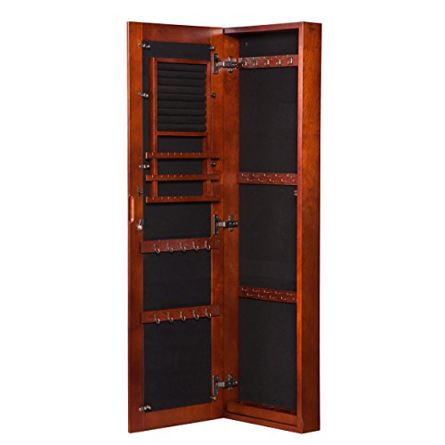 SEI Furniture Wall Mount Jewelry Mirror, Cherry