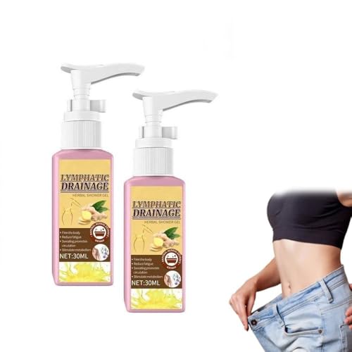 Gel de ducha adelgazante corporal de jengibre, gel de ducha herbal de drenaje linfático de 30 ml, gel de baño tensor de la piel para hombres y mujeres (2Pcs)