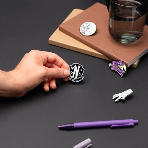 Grupo Erik Set Of 4 Enamel Pins - Wednesday Merchandise | Cute Pin Badges, Bag Pins | Wednesday Addams Gifts Under 15 Pounds, Funny Gifts For Friends