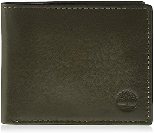 Timberland Men's Leather Wallet with Attached Flip Pocket, Grey (Fine Break), One Size