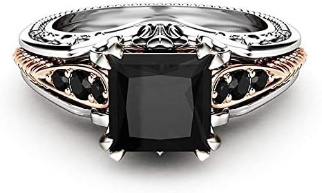 Retro Style 925 Silver Set Black Square Diamond Princess Ring Sterling Silver set gem Zircon ring Diamond ring Womens jewelry found Earrings US Code 7