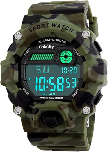 Boys Camouflage LED Sport Watch,Waterproof Digital Electronic Casual Military Wrist Kids...