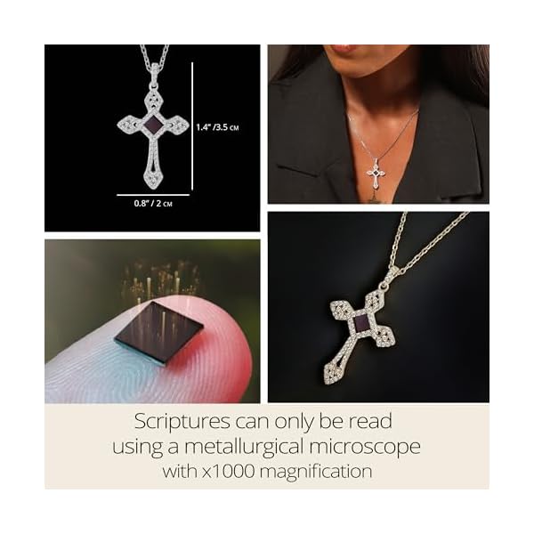 Cross Necklace with Smallest Nano Bible on Jewelry - Christian CZ Pendant for Women with Entire KJV New Testament Holy Scriptures on 0.2" Microchip, Religious Faith Gifts, 18" Spiga Chain - Image 6