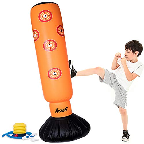 Inflatable Kids Punching Bag with Stand – Free Standing Boxing Bag for Karate, Taekwondo with Bounce Back– 63’’ Punching Bag with Stand – Freestanding Sport Bag with Air Pump